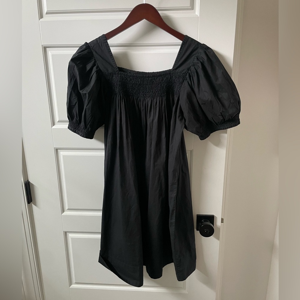 Down Smocked black dress